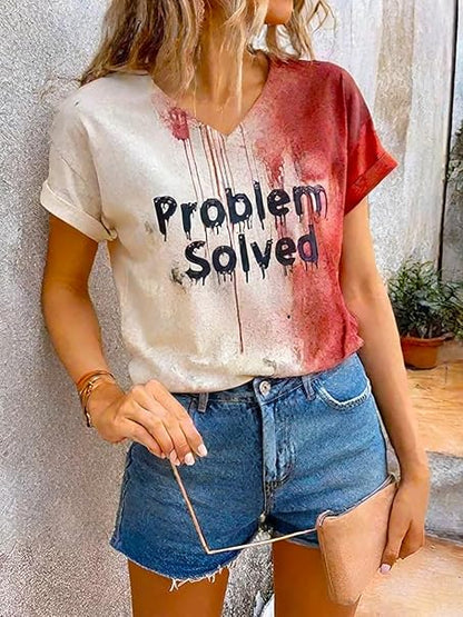 Ventayo – Women’s V-Neck Scary Print Tee