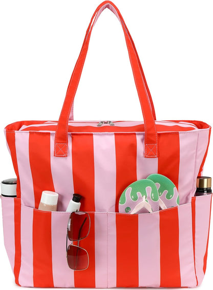 Hudson & Jurgen – Coastal Collection | Large Waterproof Beach Tote Bag with Zipper & Wet Pocket | Versatile for Travel, Gym, and Grocery