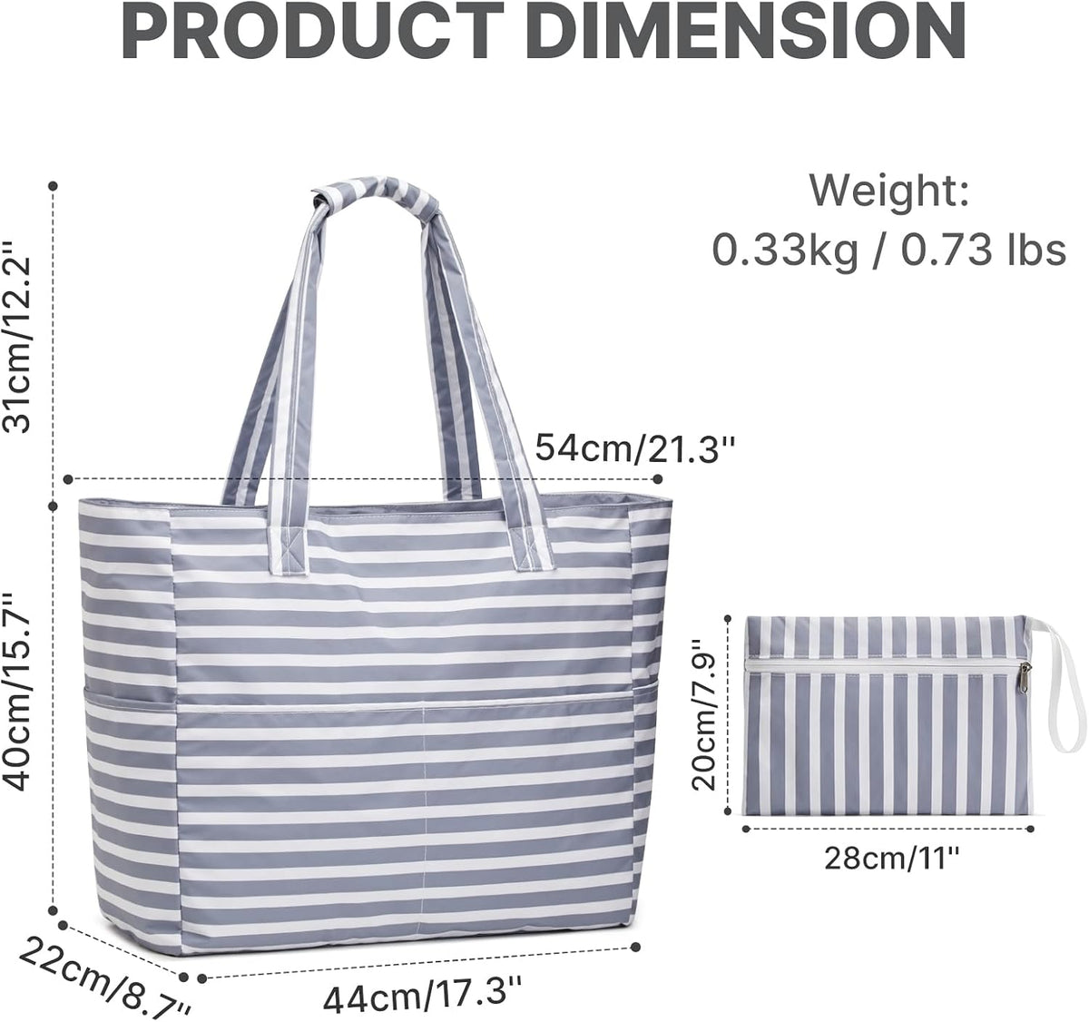 Hudson & Jurgen – Ultimate Beach Tote Bag | Waterproof & Sandproof Large Bag with Zipper | Foldable Design for Easy Travel and Storage