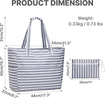 Hudson & Jurgen – Ultimate Beach Tote Bag | Waterproof & Sandproof Large Bag with Zipper | Foldable Design for Easy Travel and Storage