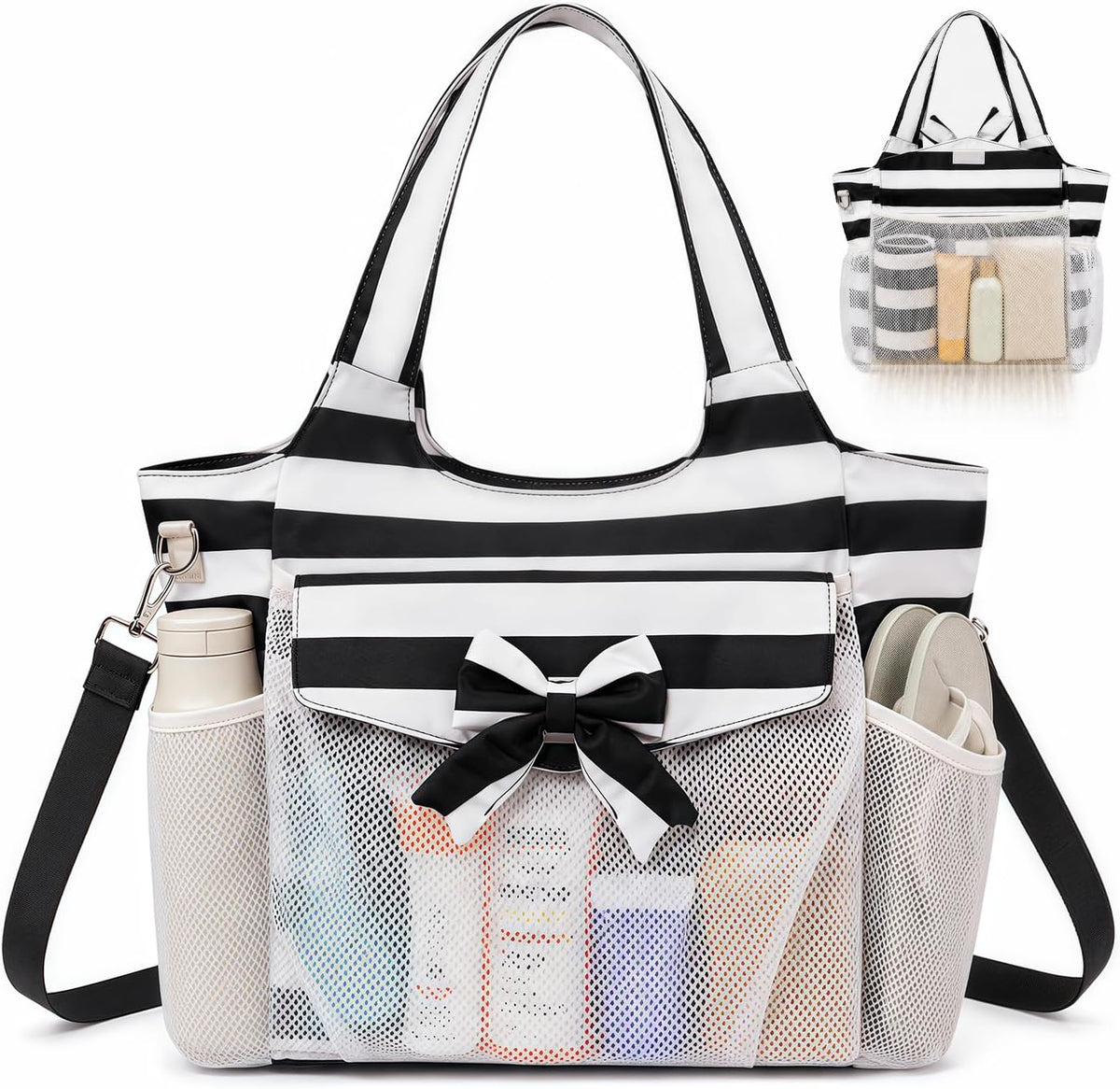 Hudson & Jurgen – Coastal Collection | Large Waterproof Beach Tote Bag with Zipper & Wet Pocket | Versatile for Travel, Gym, and Grocery