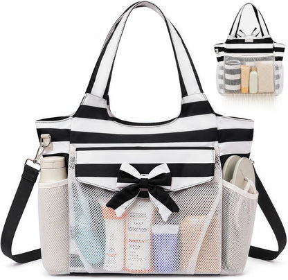 Hudson & Jurgen – Coastal Collection | Large Waterproof Beach Tote Bag with Zipper & Wet Pocket | Versatile for Travel, Gym, and Grocery