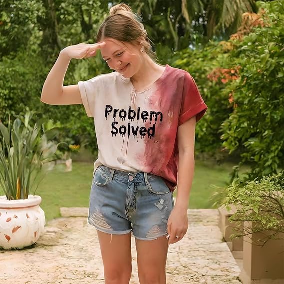 Ventayo – Women’s V-Neck Scary Print Tee