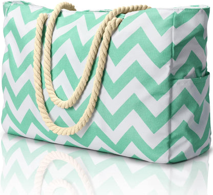 Hudson & Jurgen – Coastal Collection | Large Waterproof Beach Tote Bag with Zipper Closure | Sandproof Design for Effortless Summer Adventures