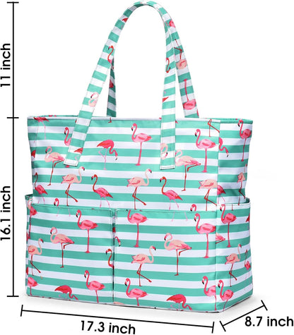 Hudson & Jurgen – Large Waterproof Beach Tote Bag with Zipper | Sandproof Design for Travel & Vacation Essentials