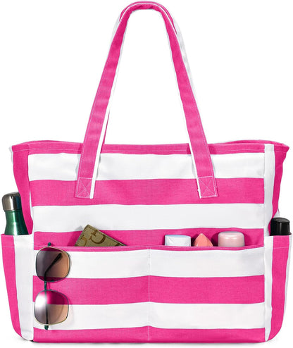 Hudson & Jurgen – Large Waterproof Beach Tote Bag with Zipper | Sandproof Design for Travel & Vacation Essentials