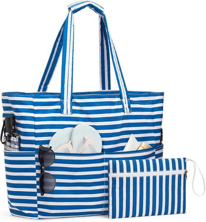 Hudson & Jurgen – Ultimate Beach Tote Bag | Waterproof & Sandproof Large Bag with Zipper | Foldable Design for Easy Travel and Storage