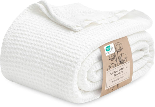Hudson & Jurgen – 100% Cotton Queen Blanket with Cooling Waffle Weave | Soft & Breathable for Summer Comfort