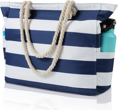 Hudson & Jurgen – Large Waterproof Beach Tote Bag with Zipper | Sandproof Design for Easy Summer Outings