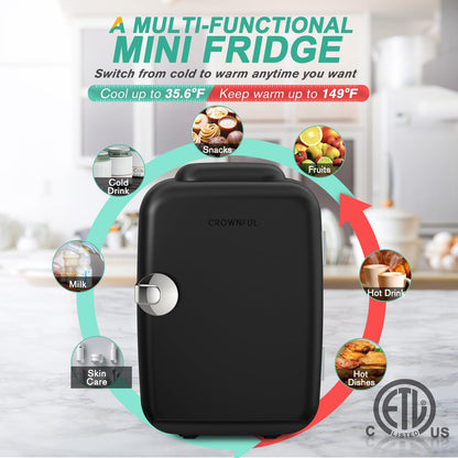 Hudson & Jurgen – Refrigerator Mini Fridge with Cooling & Heating | 4L Capacity for Medication, Skincare, Food, & Dorm Use
