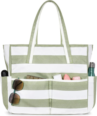 Hudson & Jurgen – Large Waterproof Beach Tote Bag with Zipper | Sandproof Design for Travel & Vacation Essentials