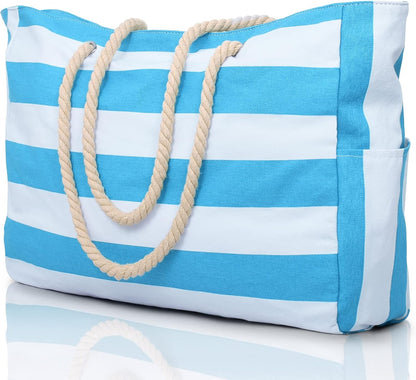 Hudson & Jurgen – Coastal Collection | Large Waterproof Beach Tote Bag with Zipper Closure | Sandproof Design for Effortless Summer Adventures