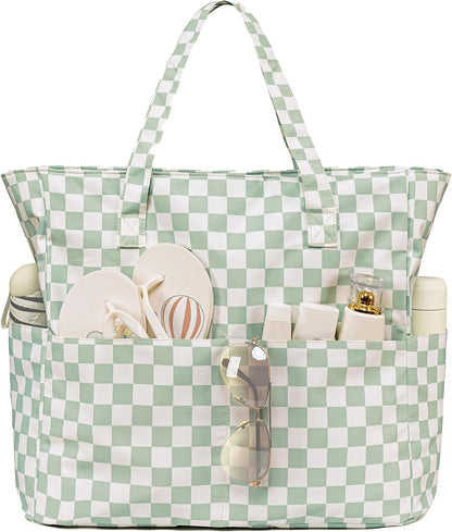 Hudson & Jurgen – Coastal Collection | Large Waterproof Beach Tote Bag with Zipper & Wet Pocket | Versatile for Travel, Gym, and Grocery