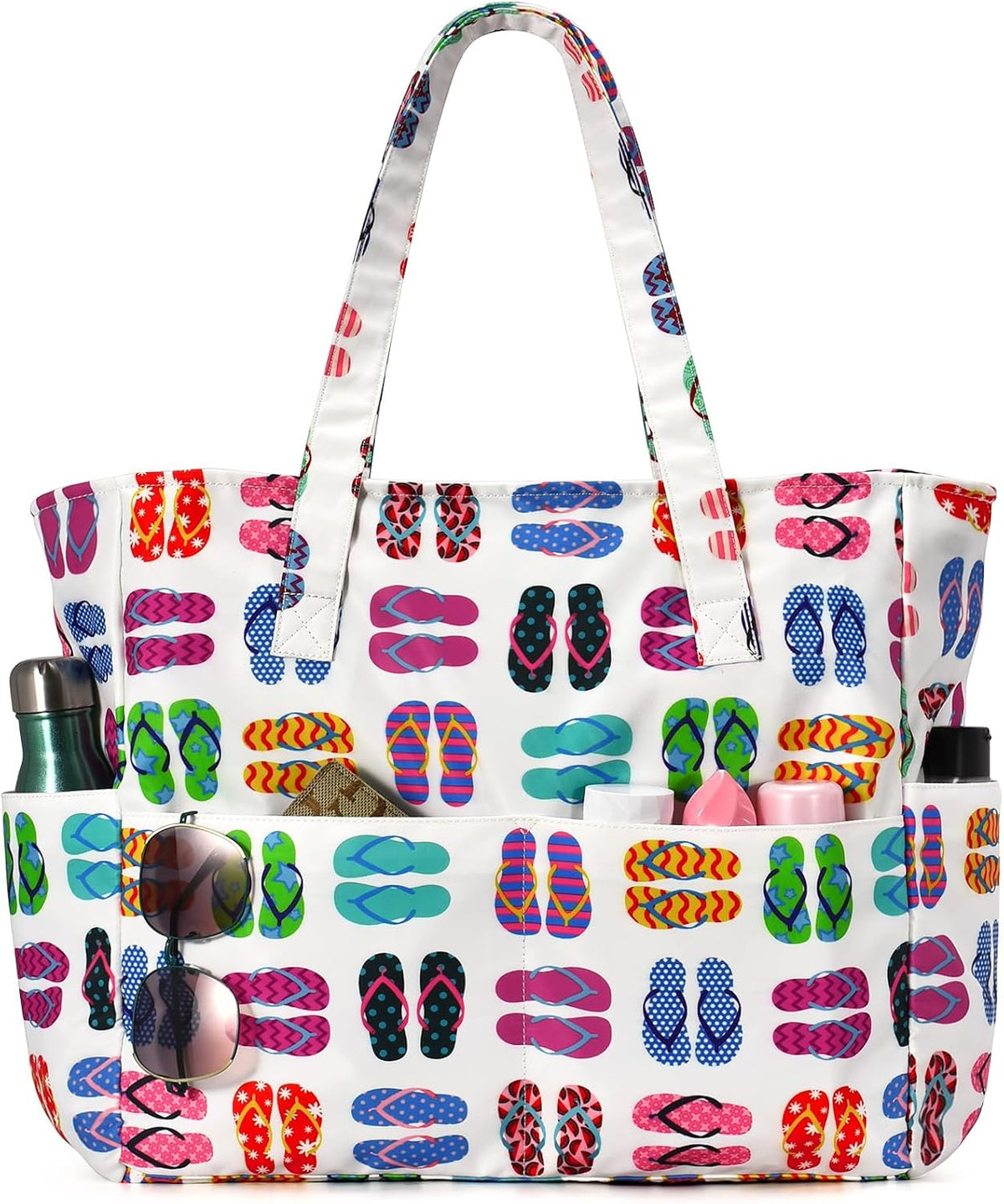 Hudson & Jurgen – Large Waterproof Beach Tote Bag with Zipper | Sandproof Design for Travel & Vacation Essentials