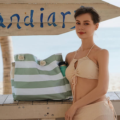 Hudson & Jurgen – Large Waterproof Beach Tote Bag with Zipper | Sandproof Design for Easy Summer Outings