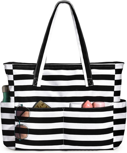 Hudson & Jurgen – Large Waterproof Beach Tote Bag with Zipper | Sandproof Design for Travel & Vacation Essentials