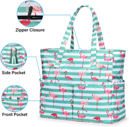 Hudson & Jurgen – Large Waterproof Beach Tote Bag with Zipper | Sandproof Design for Travel & Vacation Essentials