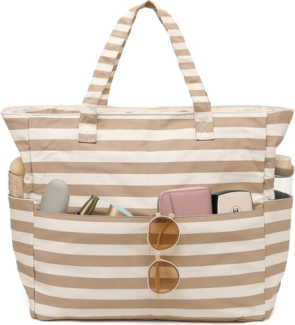 Hudson & Jurgen – Coastal Collection | Large Waterproof Beach Tote Bag with Zipper & Wet Pocket | Versatile for Travel, Gym, and Grocery