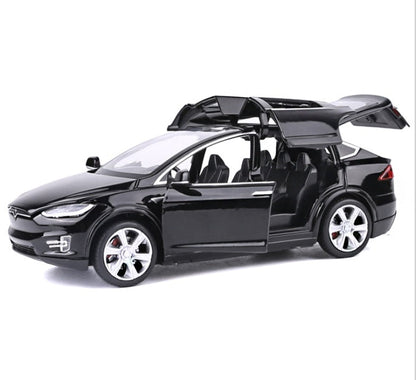 Hudson & Jurgen – Tesla Model X Pull Back Car Model with Sound and Light Features | 1:32 Scale Toy for 3-6 Year Olds