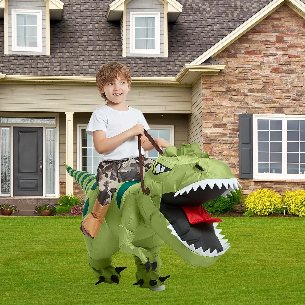 Ventayo – Oppusteligt T-Rex-kostume til børn med nem oppustning | Sjovt Halloween-eventyr