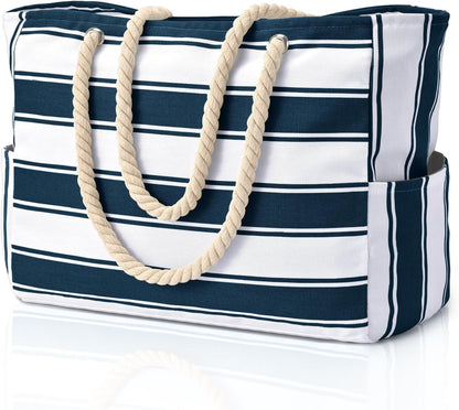 Hudson & Jurgen – Coastal Collection | Large Waterproof Beach Tote Bag with Zipper Closure | Sandproof Design for Effortless Summer Adventures