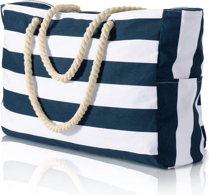 Hudson & Jurgen – Coastal Collection | Large Waterproof Beach Tote Bag with Zipper Closure | Sandproof Design for Effortless Summer Adventures