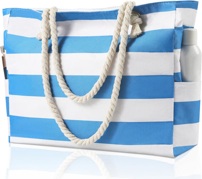 Hudson & Jurgen – Large Waterproof Beach Tote Bag with Zipper | Sandproof Design for Easy Summer Outings