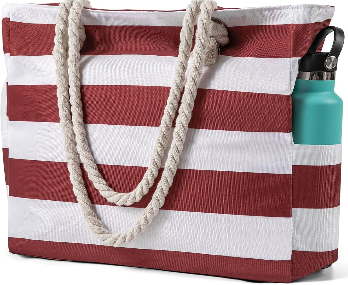Hudson & Jurgen – Large Waterproof Beach Tote Bag with Zipper | Sandproof Design for Easy Summer Outings
