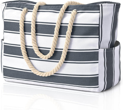Hudson & Jurgen – Coastal Collection | Large Waterproof Beach Tote Bag with Zipper Closure | Sandproof Design for Effortless Summer Adventures