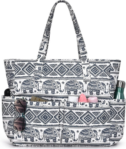 Hudson & Jurgen – Large Waterproof Beach Tote Bag with Zipper | Sandproof Design for Travel & Vacation Essentials