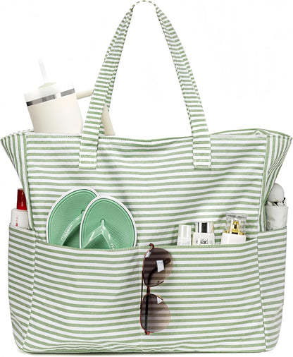 Hudson & Jurgen – Coastal Collection | Large Waterproof Beach Tote Bag with Zipper & Wet Pocket | Versatile for Travel, Gym, and Grocery
