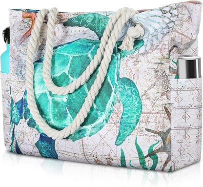 Hudson & Jurgen – Large Waterproof Beach Tote Bag with Zipper | Sandproof Design for Easy Summer Outings