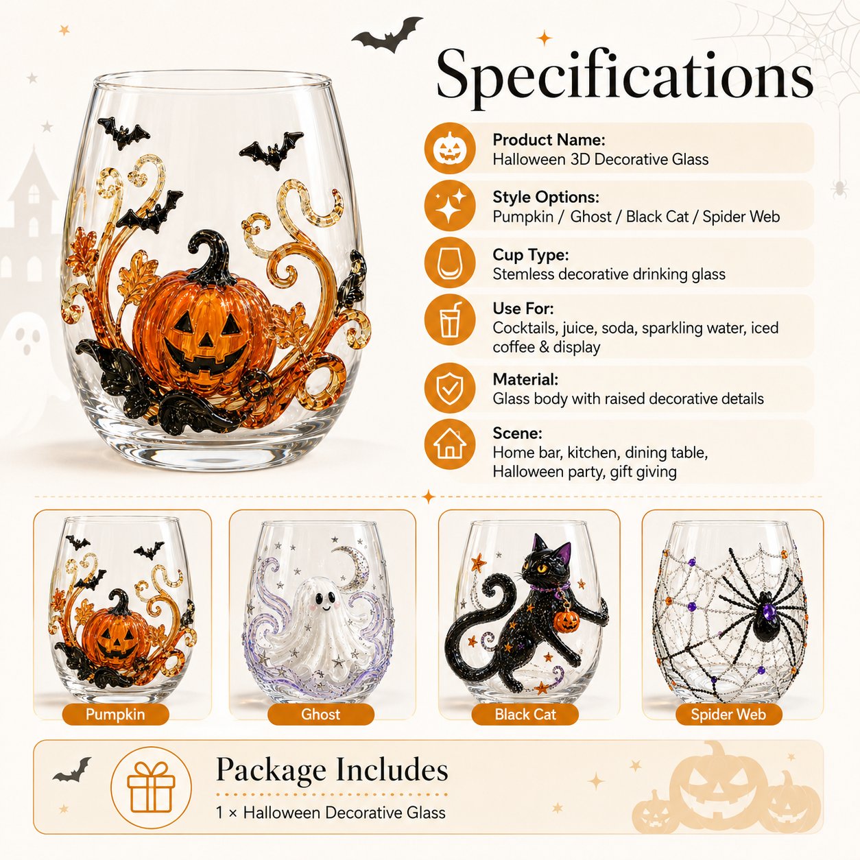 Ventayo – Håndlavet Halloween-drikkeglas