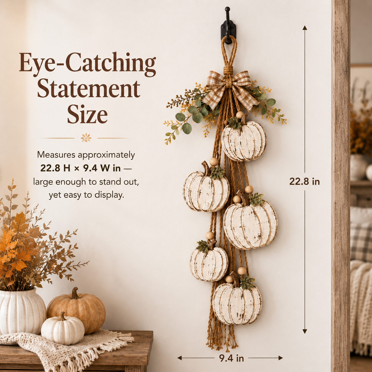 Ventayo – Rustic White Pumpkin Hanging Swag