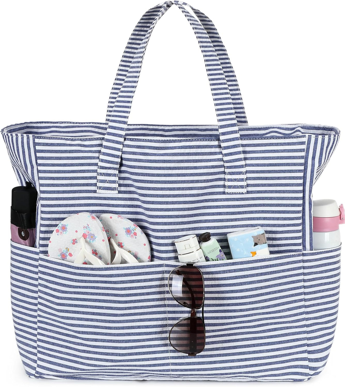Hudson & Jurgen – Coastal Collection | Large Waterproof Beach Tote Bag with Zipper & Wet Pocket | Versatile for Travel, Gym, and Grocery