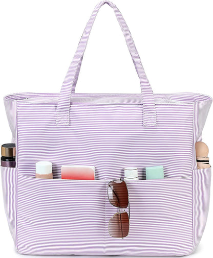 Hudson & Jurgen – Coastal Collection | Large Waterproof Beach Tote Bag with Zipper & Wet Pocket | Versatile for Travel, Gym, and Grocery