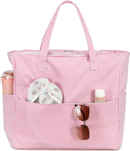 Hudson & Jurgen – Coastal Collection | Large Waterproof Beach Tote Bag with Zipper & Wet Pocket | Versatile for Travel, Gym, and Grocery