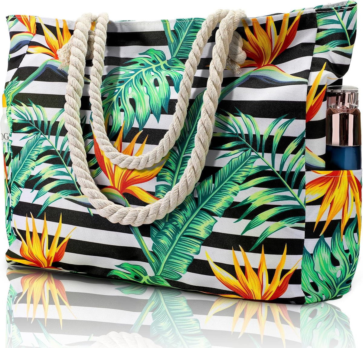 Hudson & Jurgen – Large Waterproof Beach Tote Bag with Zipper | Sandproof Design for Easy Summer Outings