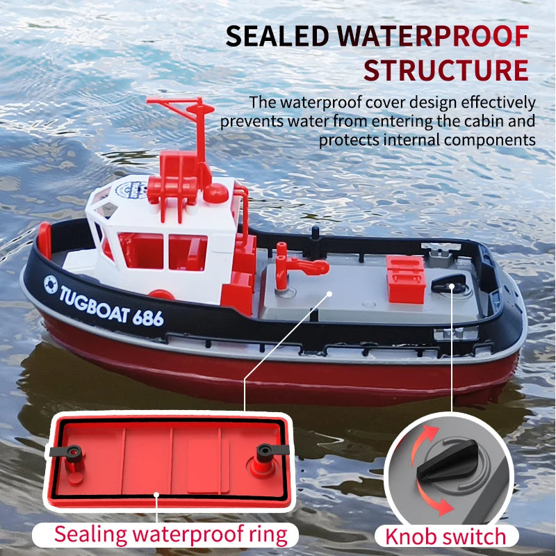 Hudson & Jurgen – Adventure Tugboat | RC Boat with Dual Motors & Long-Range Control | Durable Design for Thrilling Water Play