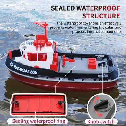 Hudson & Jurgen – Adventure Tugboat | RC Boat with Dual Motors & Long-Range Control | Durable Design for Thrilling Water Play