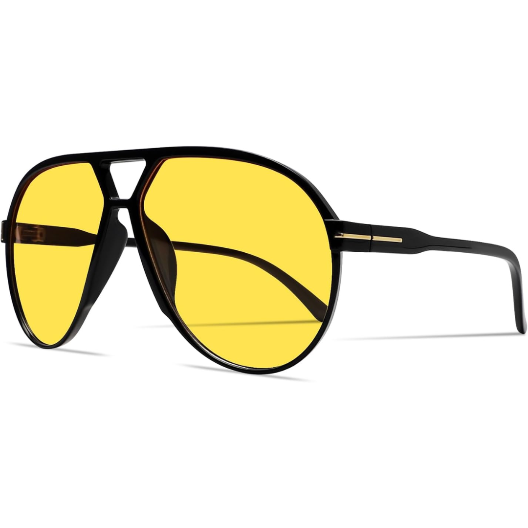 Hudson & Jurgen – Retro Oversized Aviator Sunglasses with UV400 Protection | Unisex Design for Timeless Style