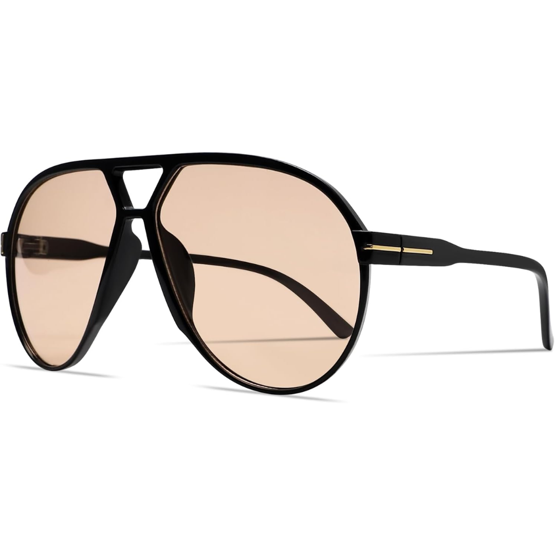 Hudson & Jurgen – Retro Oversized Aviator Sunglasses with UV400 Protection | Unisex Design for Timeless Style