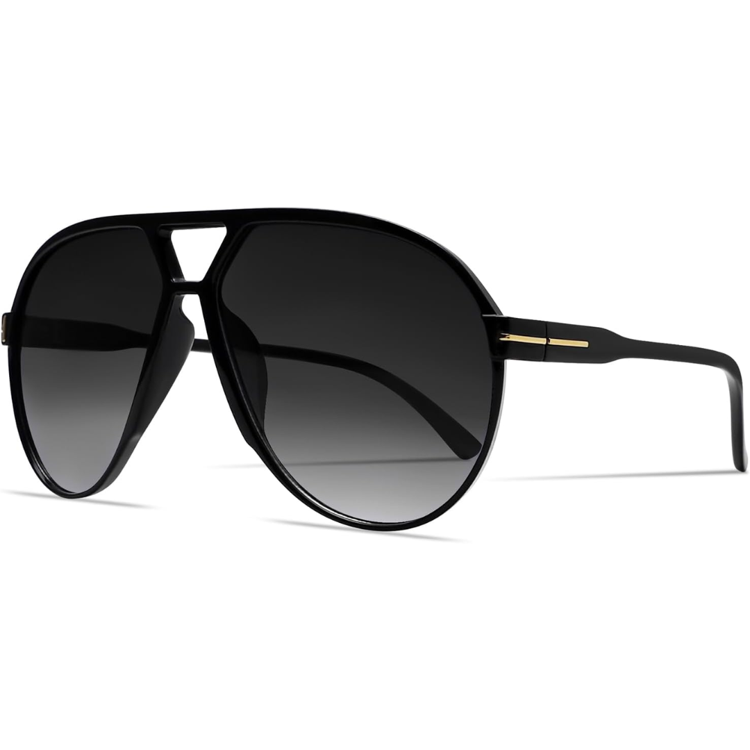 Hudson & Jurgen – Retro Oversized Aviator Sunglasses with UV400 Protection | Unisex Design for Timeless Style