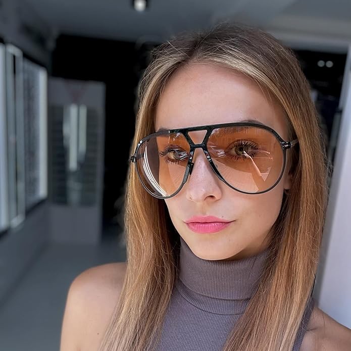 Hudson & Jurgen – Retro Oversized Aviator Sunglasses with UV400 Protection | Unisex Design for Timeless Style