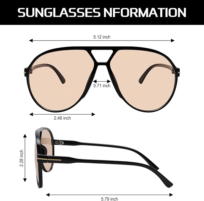 Hudson & Jurgen – Retro Oversized Aviator Sunglasses with UV400 Protection | Unisex Design for Timeless Style