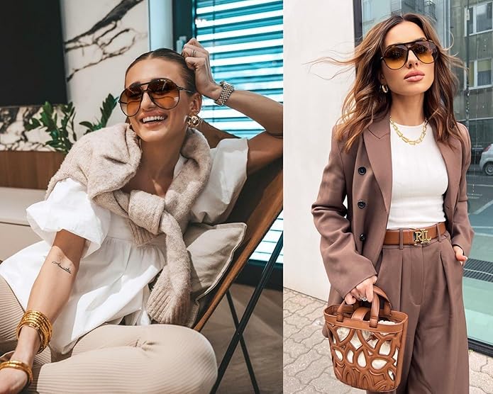 Hudson & Jurgen – Retro Oversized Aviator Sunglasses with UV400 Protection | Unisex Design for Timeless Style