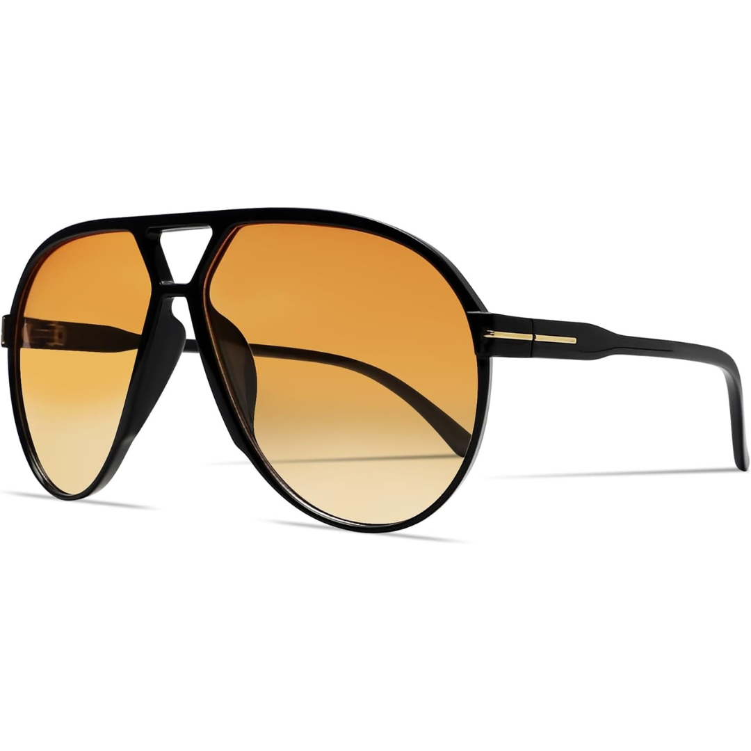 Hudson & Jurgen – Retro Oversized Aviator Sunglasses with UV400 Protection | Unisex Design for Timeless Style