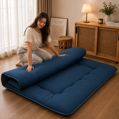 Hudson & Jurgen – Japans vloerbed, 4 Inch dik futonmatras, opvouwbare tatami-slaapmat, oprolbaar vloerbed voor volwassenen en kinderen