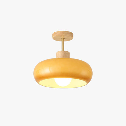 Indbygningsloftlampe Kop Minimalistisk Træ/Glas Hvid/Orange
