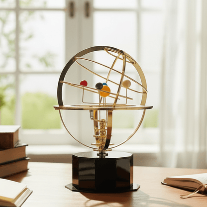 Hudson & Jurgen – Celestial Brass | Solar System Orrery with Manual Rotation | Elegant Desktop Model for Educational Display